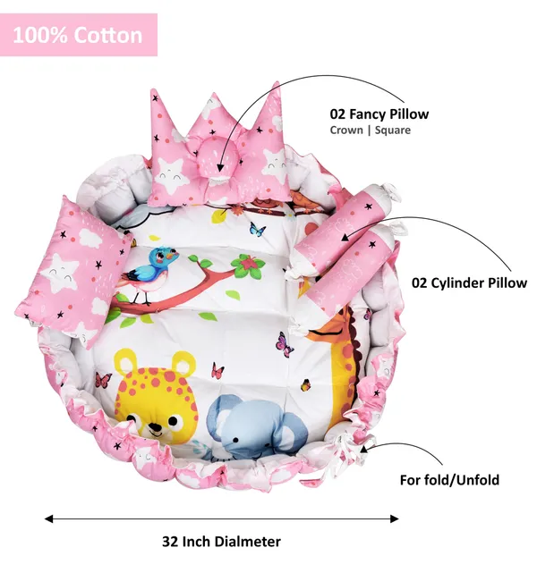 Multicolor_4_Pillows_Cotton_Baby_Bed_for_0-6_Month_BB10