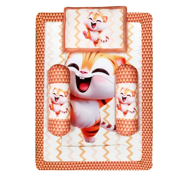 Orange_3_Pillows_&_Cat_Character_Cotton_Baby_Bed_for_0-1_Year_BB111