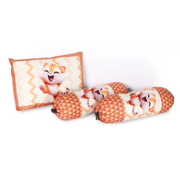 Orange_3_Pillows_&_Cat_Character_Cotton_Baby_Bed_for_0-1_Year_BB111