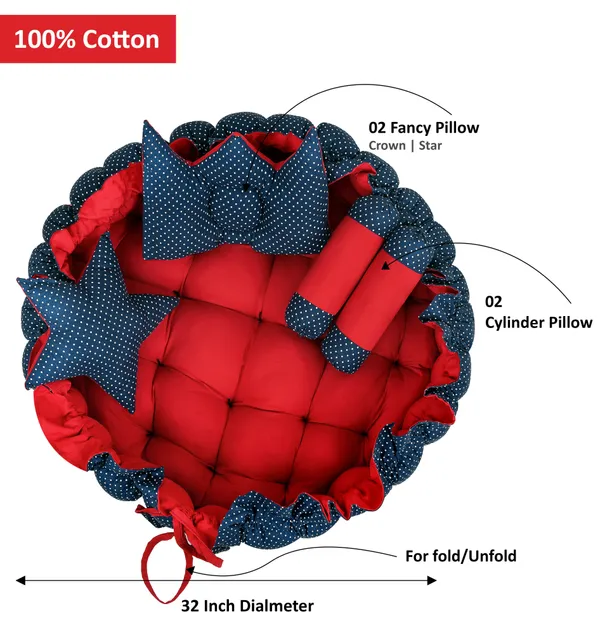 Red_&_Blue_5_Pillows_Cotton_Baby_Bed_for_0-6_Month_BB11