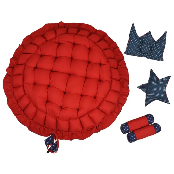 Red_&_Blue_5_Pillows_Cotton_Baby_Bed_for_0-6_Month_BB11