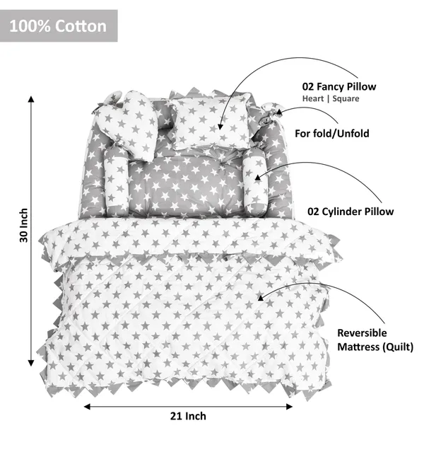 Grey_4_Pillows_Cotton_Baby_Bed_for_0-6_Month_BB12