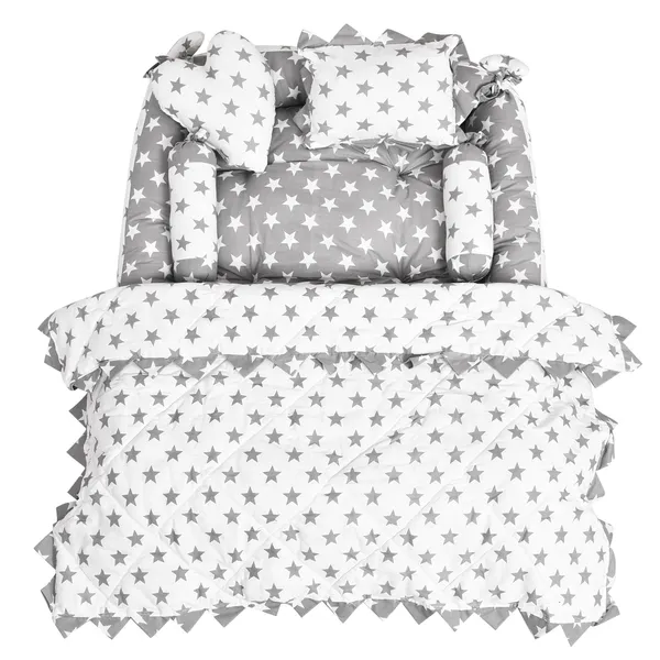 Grey_4_Pillows_Cotton_Baby_Bed_for_0-6_Month_BB12
