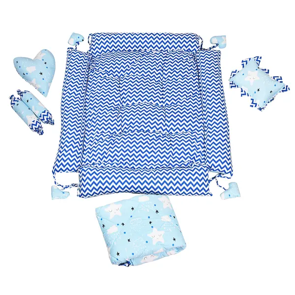 Blue_4_Pillows_Cotton_Baby_Bed_for_0-6_Month_BB13