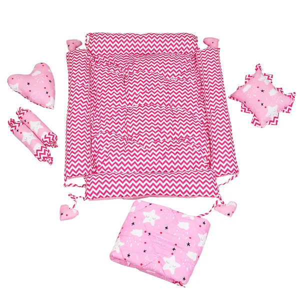 Pink_4_Pillows_Cotton_Baby_Bed_for_0-6_Month_BB14