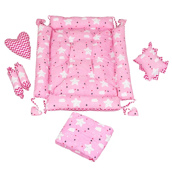 Pink_4_Pillows_Cotton_Baby_Bed_for_0-6_Month_BB14