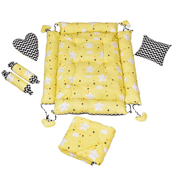 Yellow_4_Pillows_Cotton_Baby_Bed_for_0-6_Month_BB15