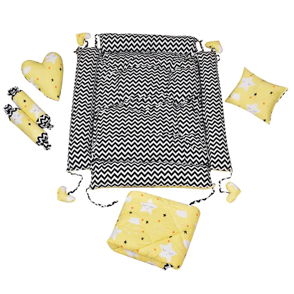 Yellow_4_Pillows_Cotton_Baby_Bed_for_0-6_Month_BB15