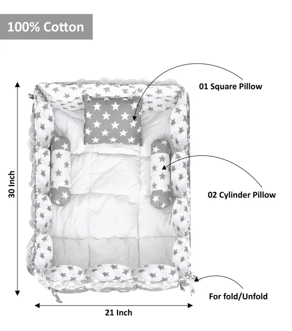 Grey_3_Pillows_Cotton_Baby_Bed_for_0-6_Month_BB16