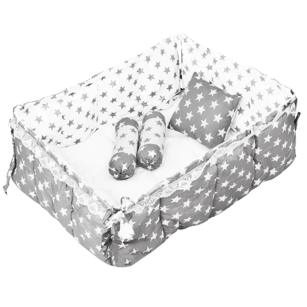 Grey_3_Pillows_Cotton_Baby_Bed_for_0-6_Month_BB16