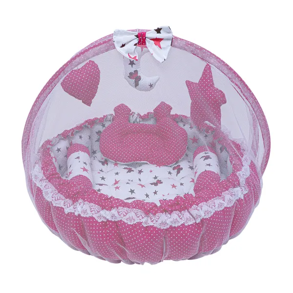 Pink_Mosquito_Protection_Net_Cotton_Baby_Bed_for_0-6_Month_BB21