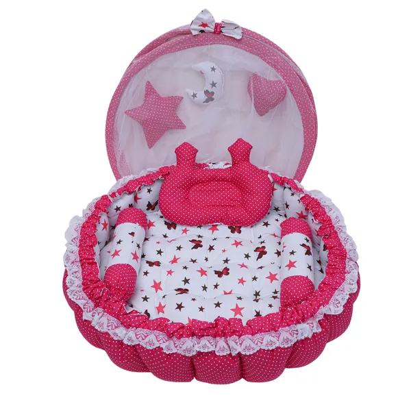 Pink_Mosquito_Protection_Net_Cotton_Baby_Bed_for_0-6_Month_BB21