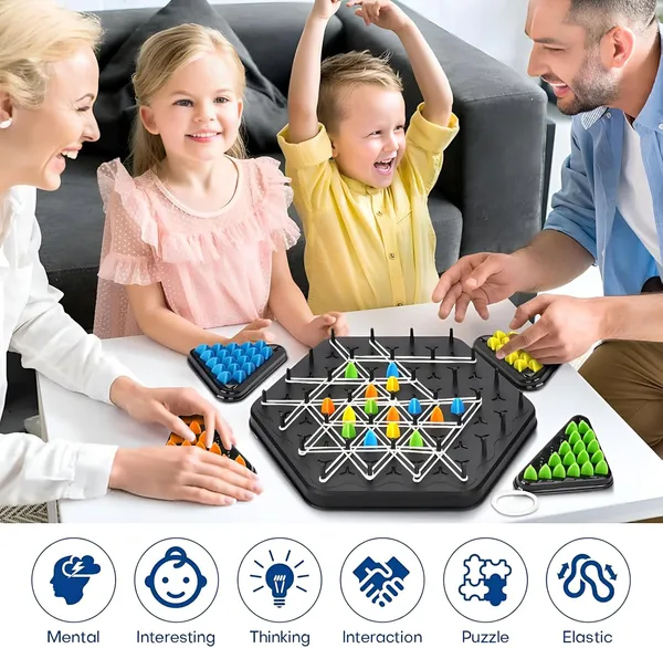 Chain_Triangle_Chess_Board_Game_-_Triggle_Rubber_Band_Game_with_50_Rubbers,_Triangular_Triangles_Pegs_&_Hexagonal_Game_Board_for_Kids_&_Family
