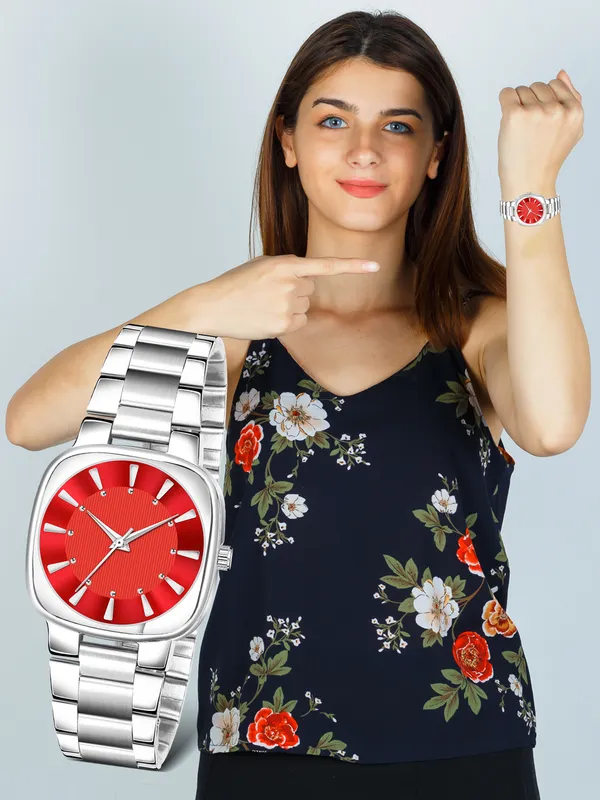 New_Trending_Red-Silver_Round_Braclet_Professional_LR304