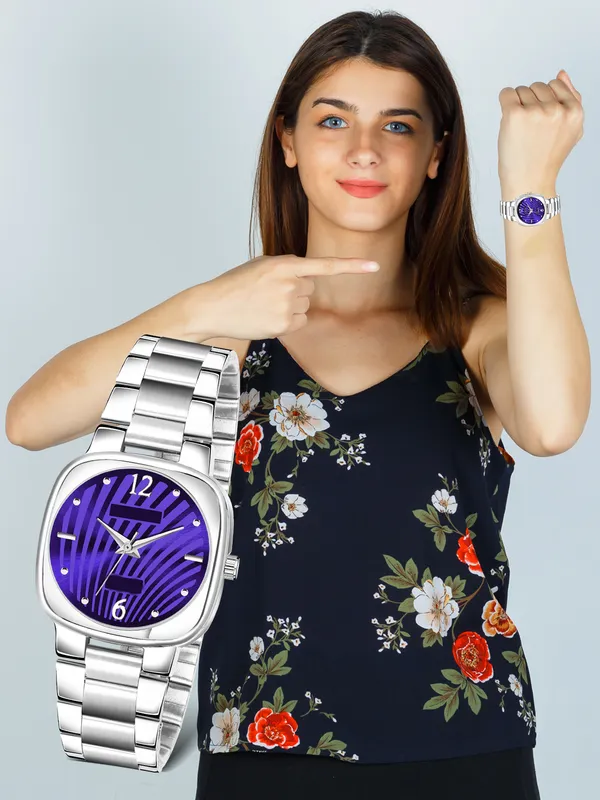 New_Trending_Purple-Silver_Round_Braclet_Abstract_Floral_LR309