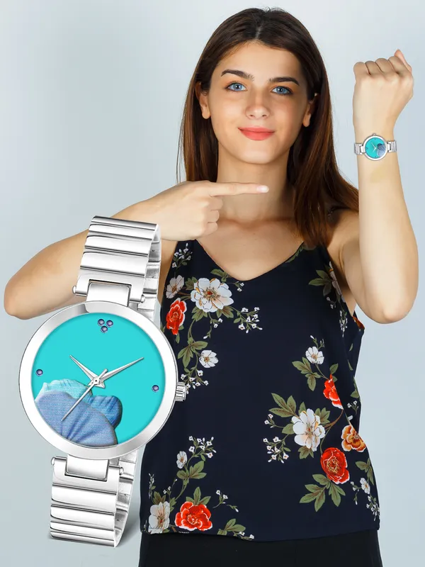 New_Trending_Blue-Silver_Round_Braclet_Colorfull_Flower_LR310