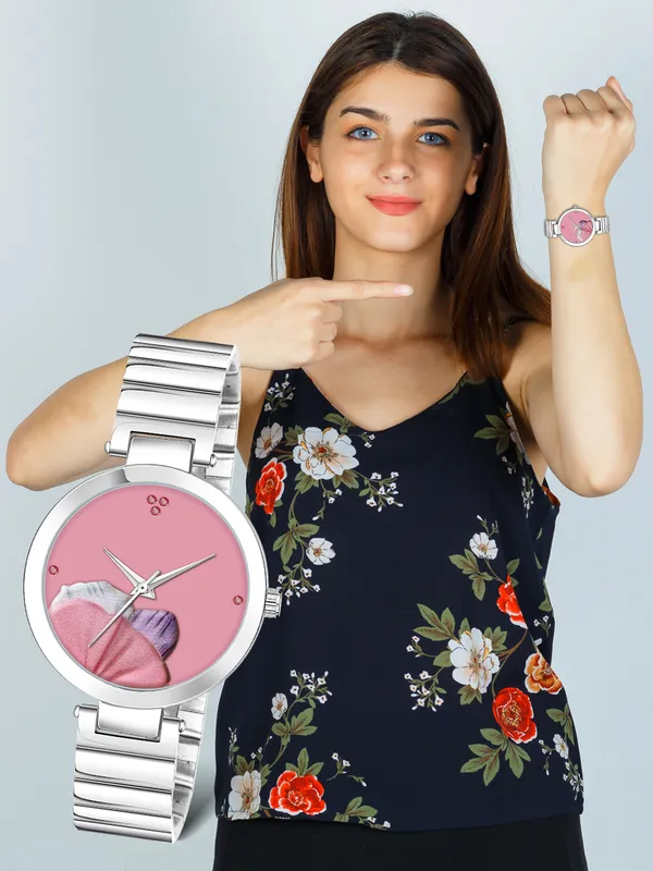 New_Trending_Pink-Silver_Round_Braclet_Colorfull_Flower_LR313