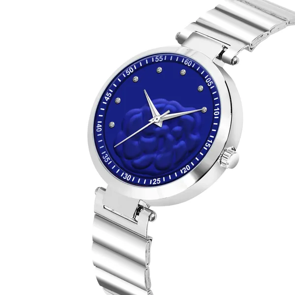 New_Trending_Blue-Silver_Round_Braclet_3D_Flower_LR316