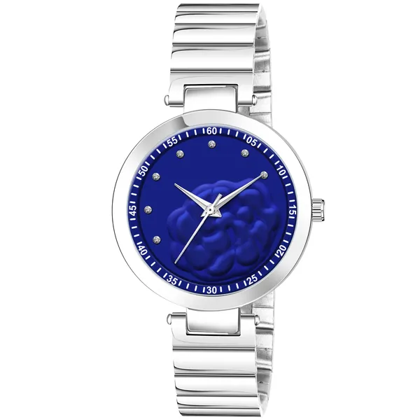 New_Trending_Blue-Silver_Round_Braclet_3D_Flower_LR316