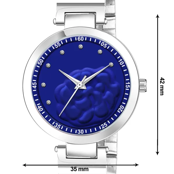 New_Trending_Blue-Silver_Round_Braclet_3D_Flower_LR316