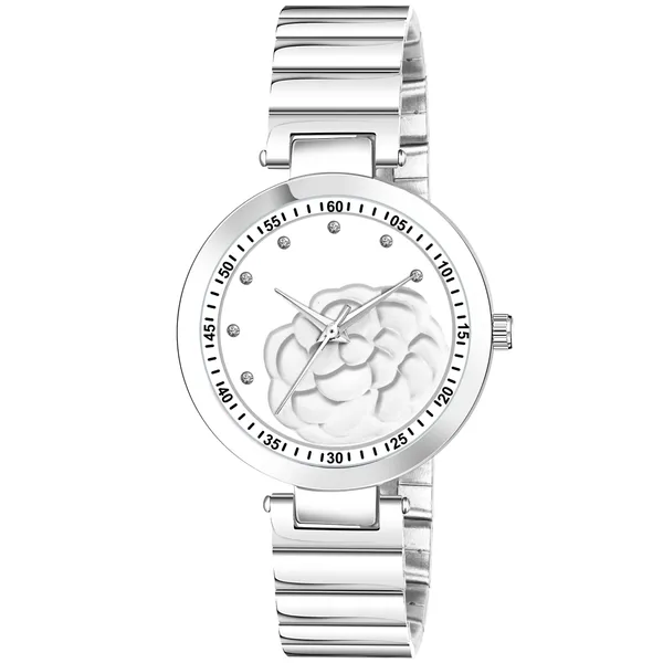 New_Trending_White-Silver_Round_Braclet_3D_Flower_LR319