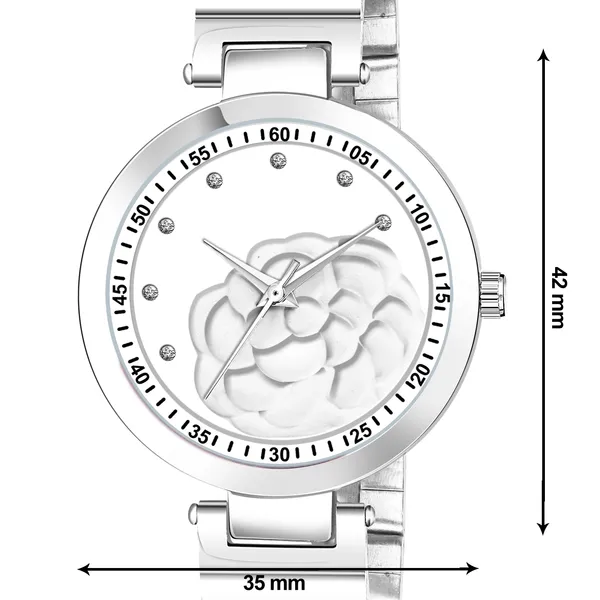 New_Trending_White-Silver_Round_Braclet_3D_Flower_LR319