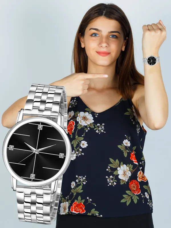 New_Trending_Black-Silver_Round_Braclet_Professional_Diamond_Studed_LR320