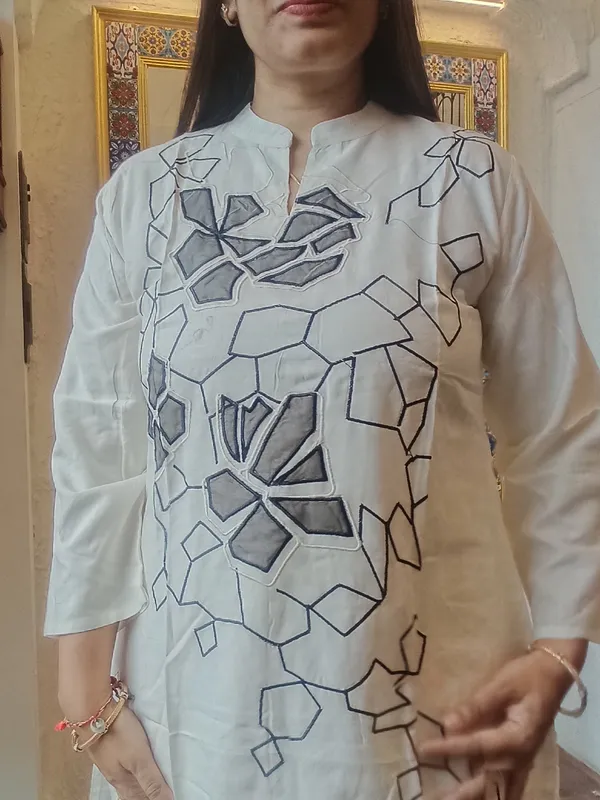 White_Monochrome_Mosaic_Co-Ord_Set_For_Women