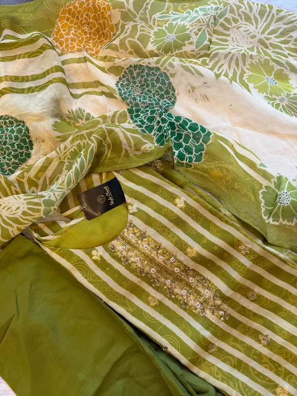Light_Olive_Green_Stripes_Serenity_Suit_Set_For_Women
