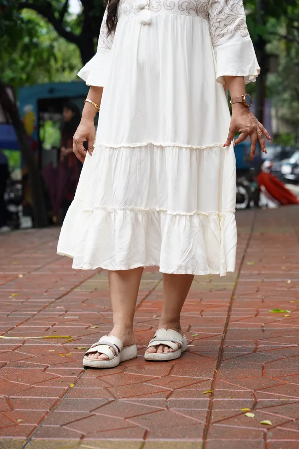 White_Breezy_Tiered_One_Piece_Dress_For_Women
