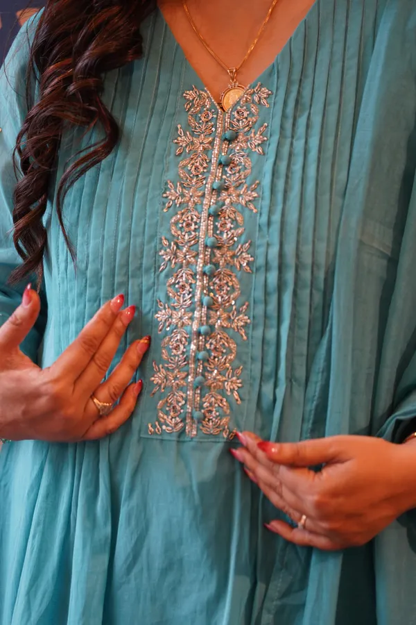 Aqua_Blue_Aqua_Elegance_Kurta_Set_For_Women