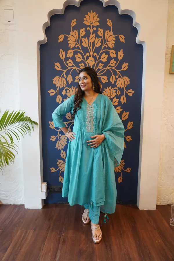 Aqua_Blue_Aqua_Elegance_Kurta_Set_For_Women