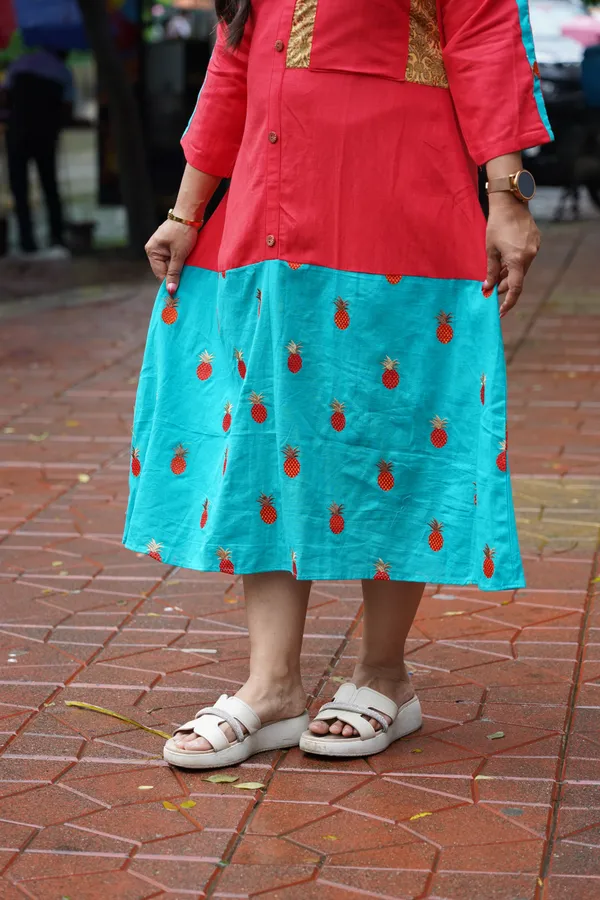 Carrot_Red_Coral_Breeze_Fusion_Dress_For_Women