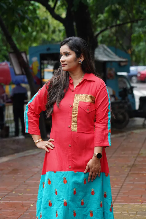 Carrot_Red_Coral_Breeze_Fusion_Dress_For_Women