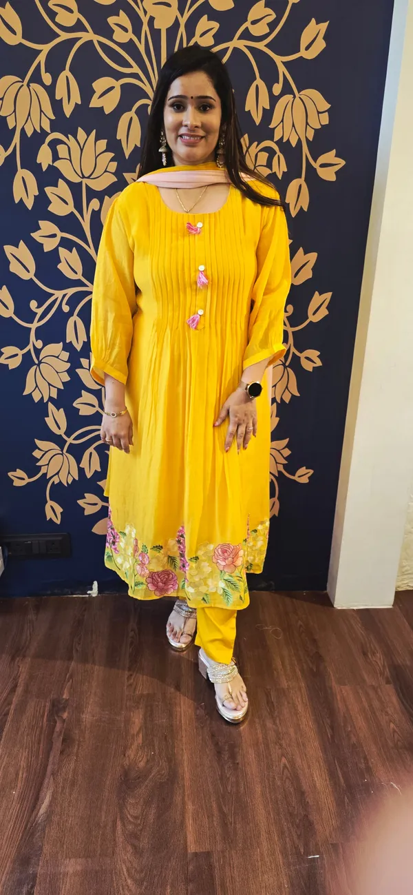 Mango_Yellow_Sunshine_Bloom_Cotton_Kurta_Set_For_Women