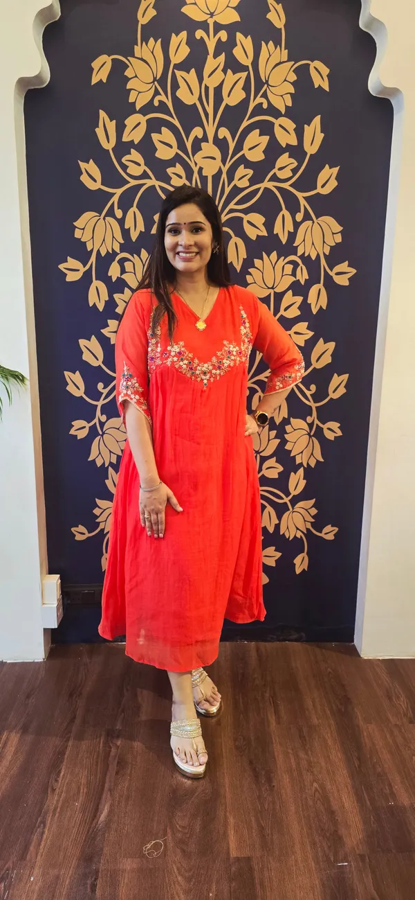 Bright_Orange_Floral_Elegance_Embroidered_Kurta_For_Women