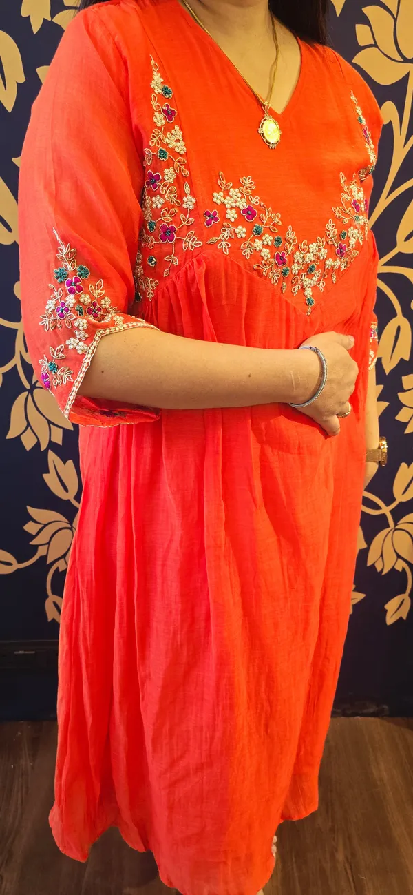 Bright_Orange_Floral_Elegance_Embroidered_Kurta_For_Women