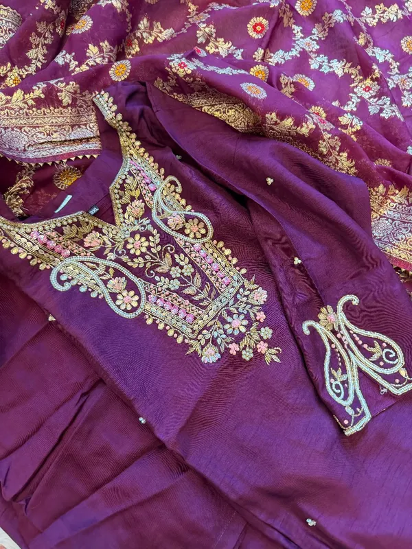 Wine_Festive_Glam_Handcrafted_Silk_Suit_Set_For_Women