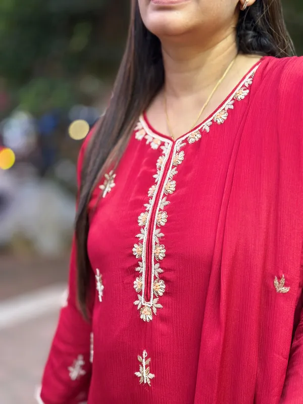 Red_Festive_Feel_Embroidered_Kurta_Set_For_Women