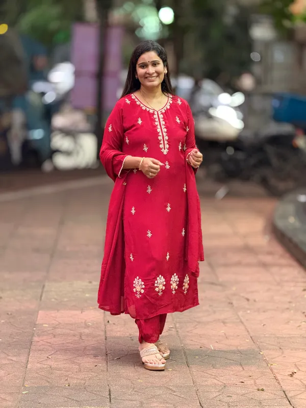 Red_Festive_Feel_Embroidered_Kurta_Set_For_Women