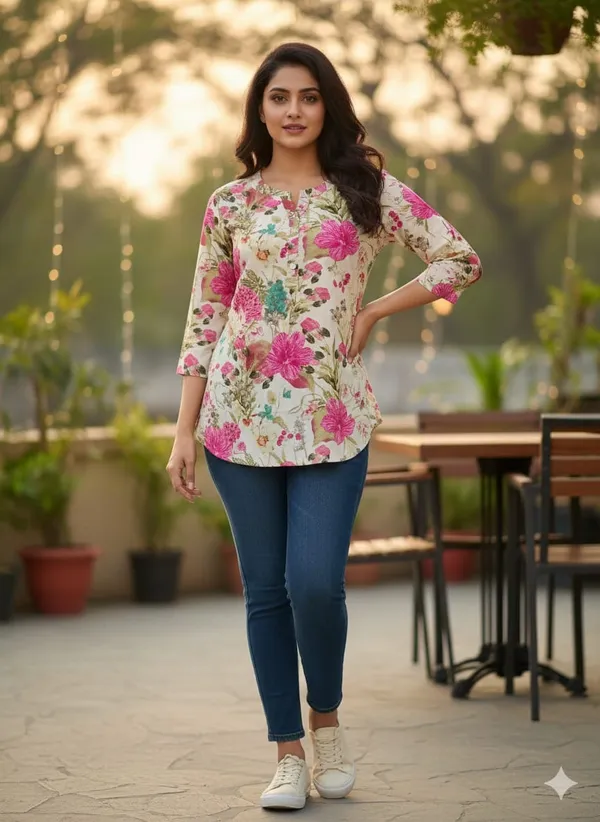 Floral_Pure_Cotton_Premium_Short_Kurta_For_Women