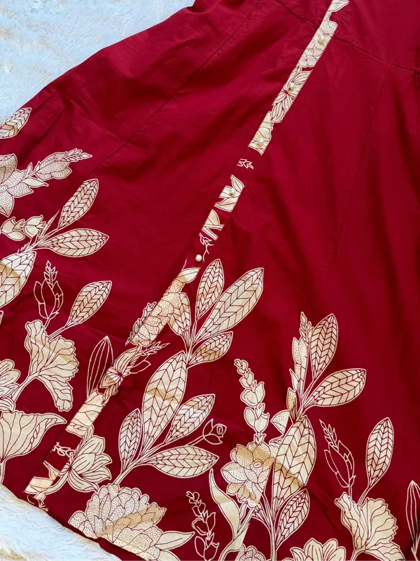 Red_Premium_Button_Down_Sleeves_Kurta_For_Women