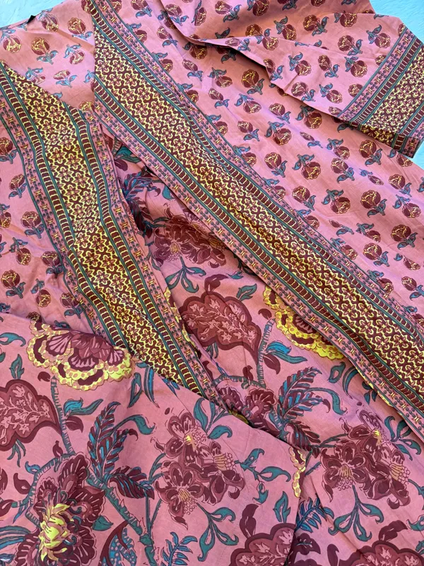 Dark_Peach_Rose_Wood_Block_Print_Kurta_Set_For_Women