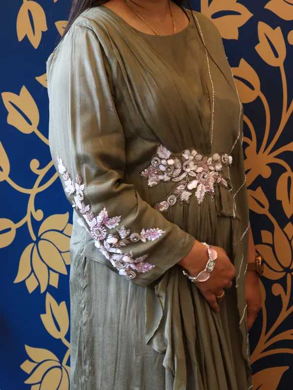 Olive_Green_Drape_Gown_For_Women