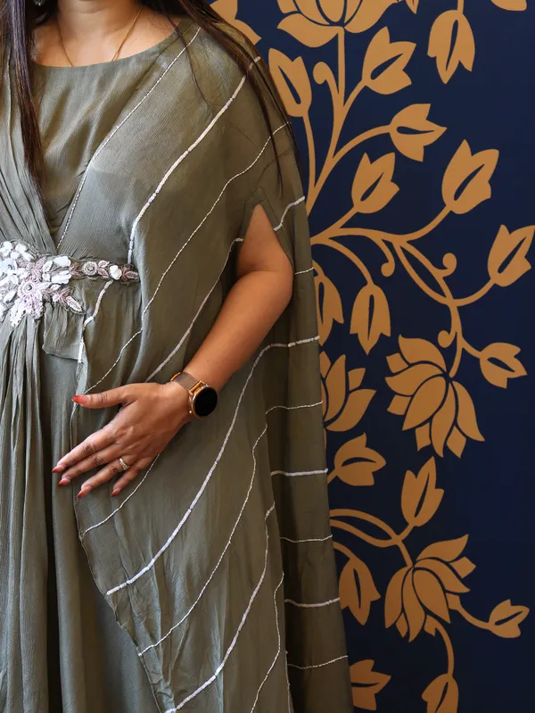 Olive_Green_Drape_Gown_For_Women