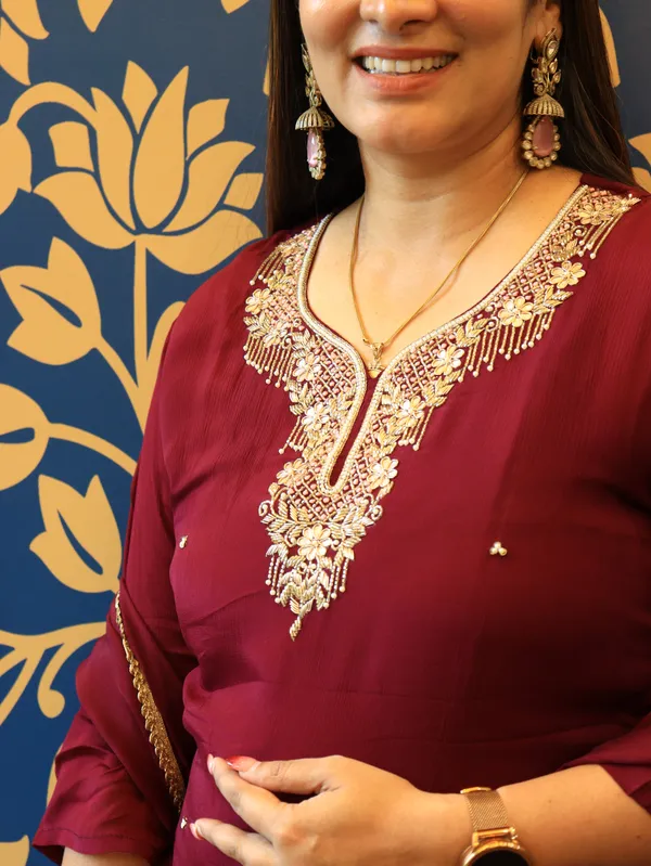 Dark_Magenta_Embroidered_Sharara_Set_For_Women