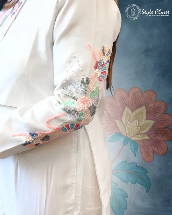 Ivory_Elegant_Handwork_Indo-Western_Silk_Co-Ord_Set_For_Women
