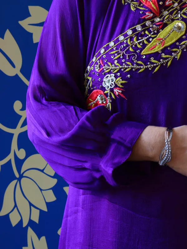 Bright_Purple_Handwork_A-Line_Kurta_Set_For_Women