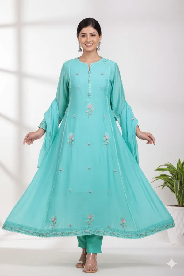 Turquoise_Blue_Embroidered_Mul_Anarkali_Suit_Set_For_Women