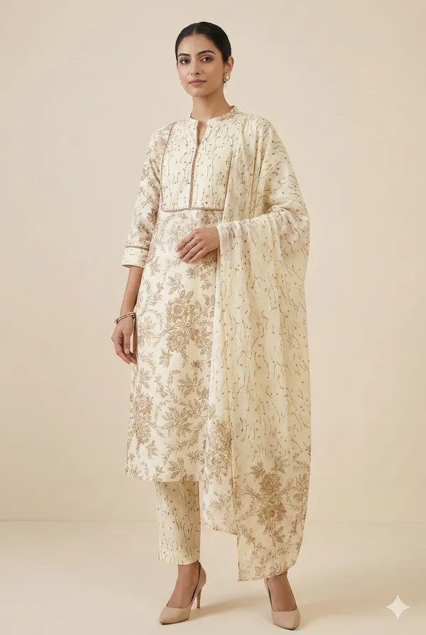 Ivory_&_Cocoa_Floral_Cotton_Suit_Set_For_Women